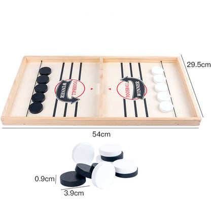 Wooden Fast Sling Puck Board Game with Elastic Band Launchers