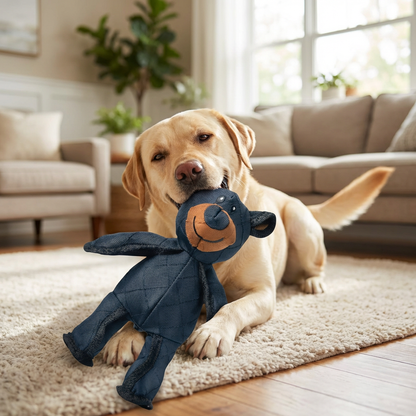 Bear Dog Toy with Squeaker and Reinforced Nylon Rubber, 8x10 Inches
