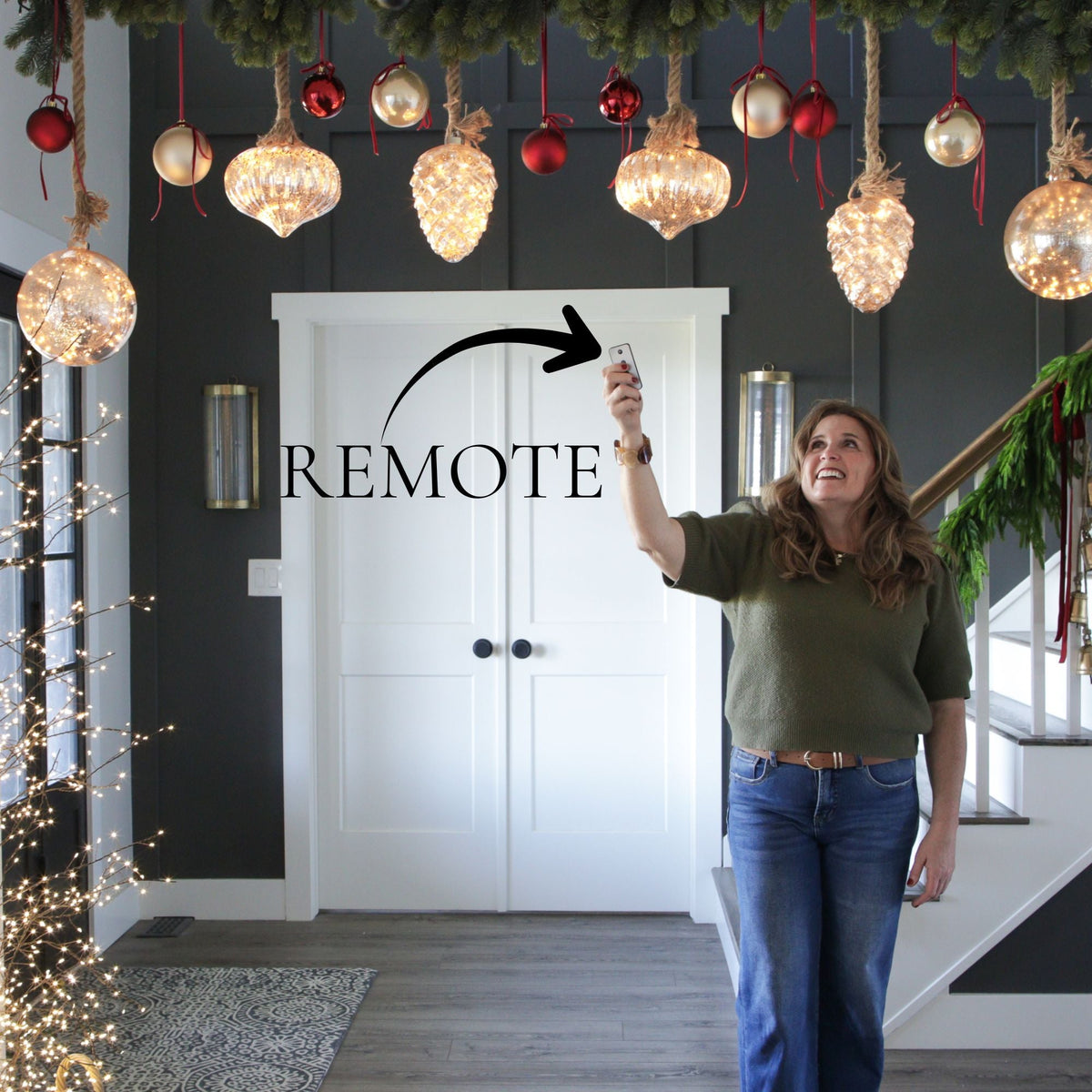 LED Glass Ornament with Warm Glow and Remote Control 7.9 Inch
