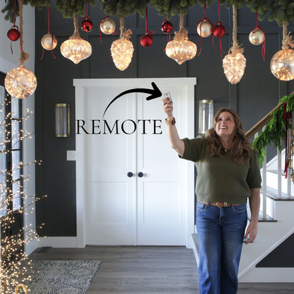 LED Glass Ornament with Warm Glow and Remote Control 7.9 Inch