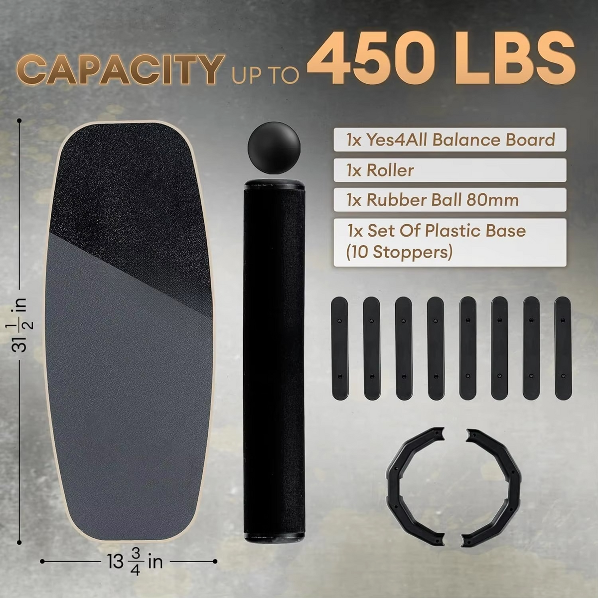 Surf Style Wobble Board Training Set with Roller, Ball, and 9 Adjustable Difficulty Modes