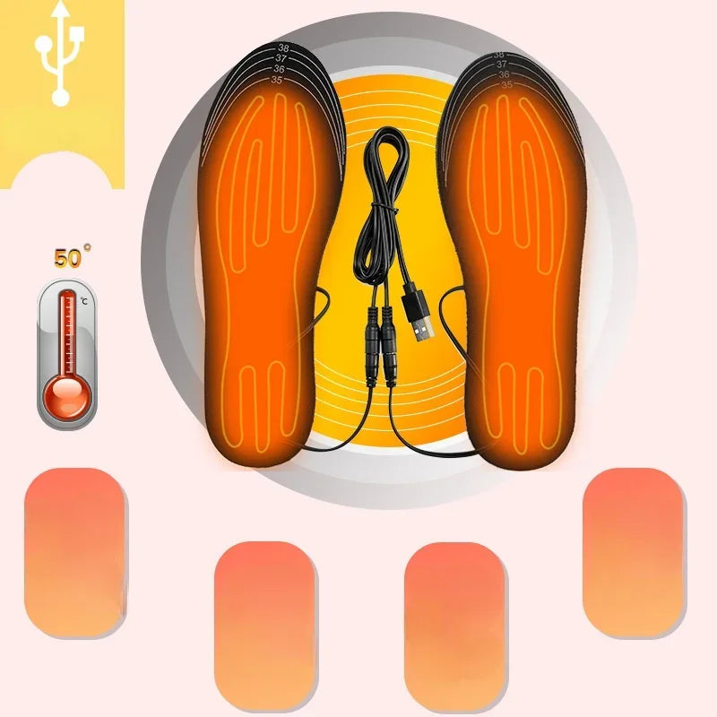 Trimmable Heated Insoles with Carbon Fiber Elements and Foam Cushioning for Cold Days
