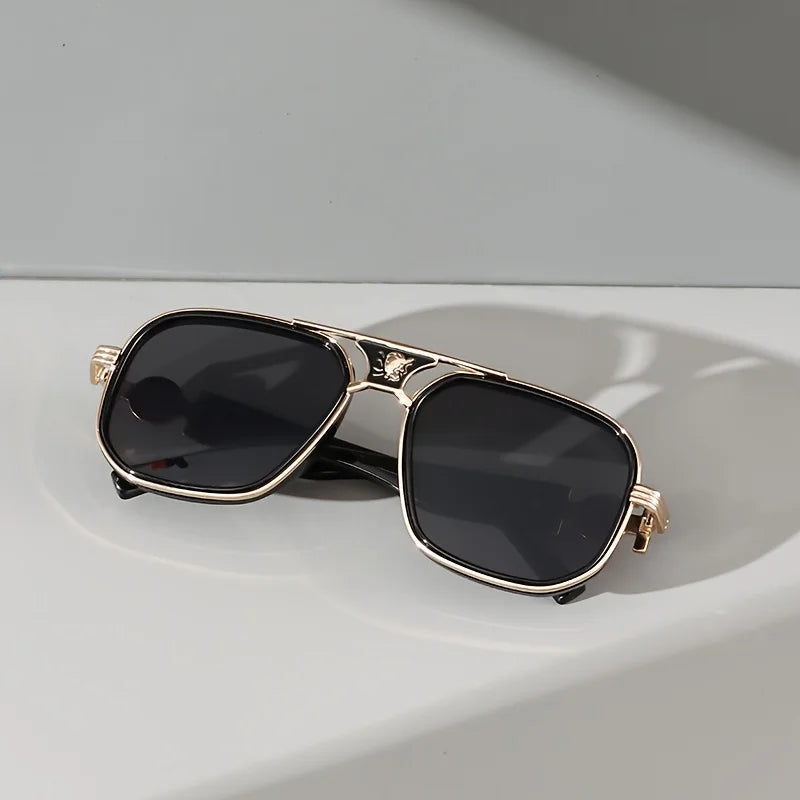 Sculpted Aviator Emblem Sunglasses
