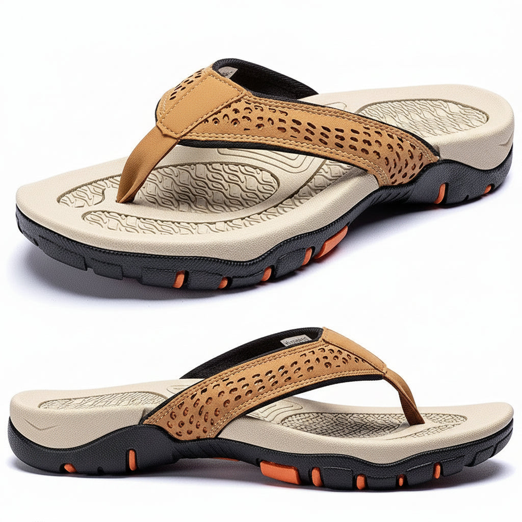 Men's Orthopedic Sandals with Contoured Arch Support and Water Resistant Nubuck, Wide Platform