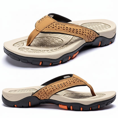 Men's Orthopedic Sandals with Contoured Arch Support and Water Resistant Nubuck, Wide Platform