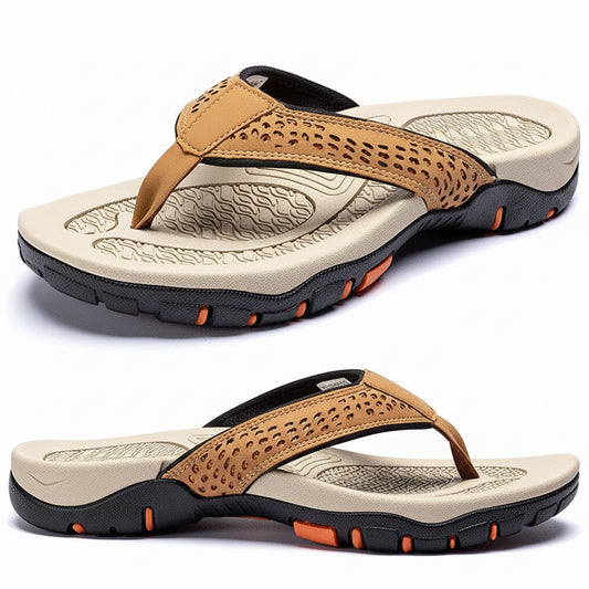 Men's Orthopedic Sandals with Contoured Arch Support and Water Resistant Nubuck, Wide Platform