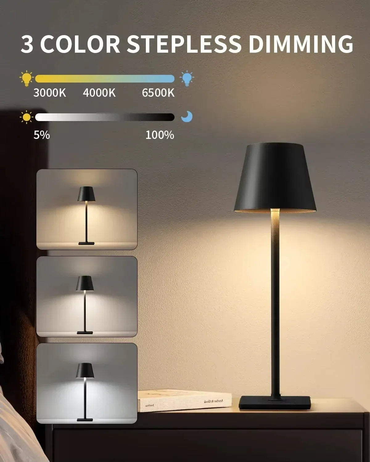 Adjustable LED Desk Lamp with Flexible Neck and Touch Control, 3 Color Temperatures