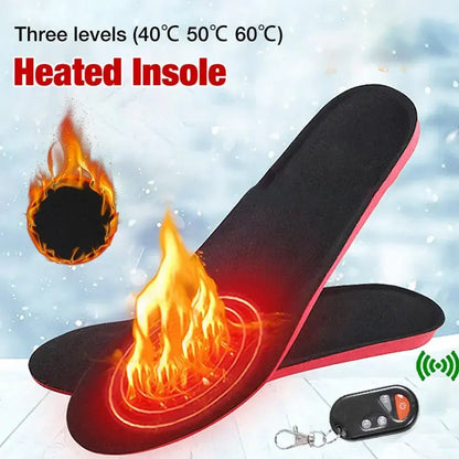 Rechargeable Heated Insoles with Wireless Remote and Three Heat Settings for Outdoor Use