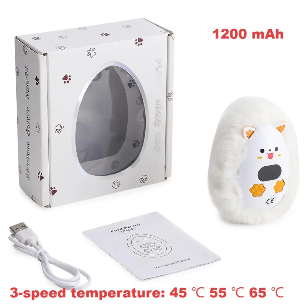 Rechargeable Cat Hand Warmer with Digital Display and 3 Heat Settings