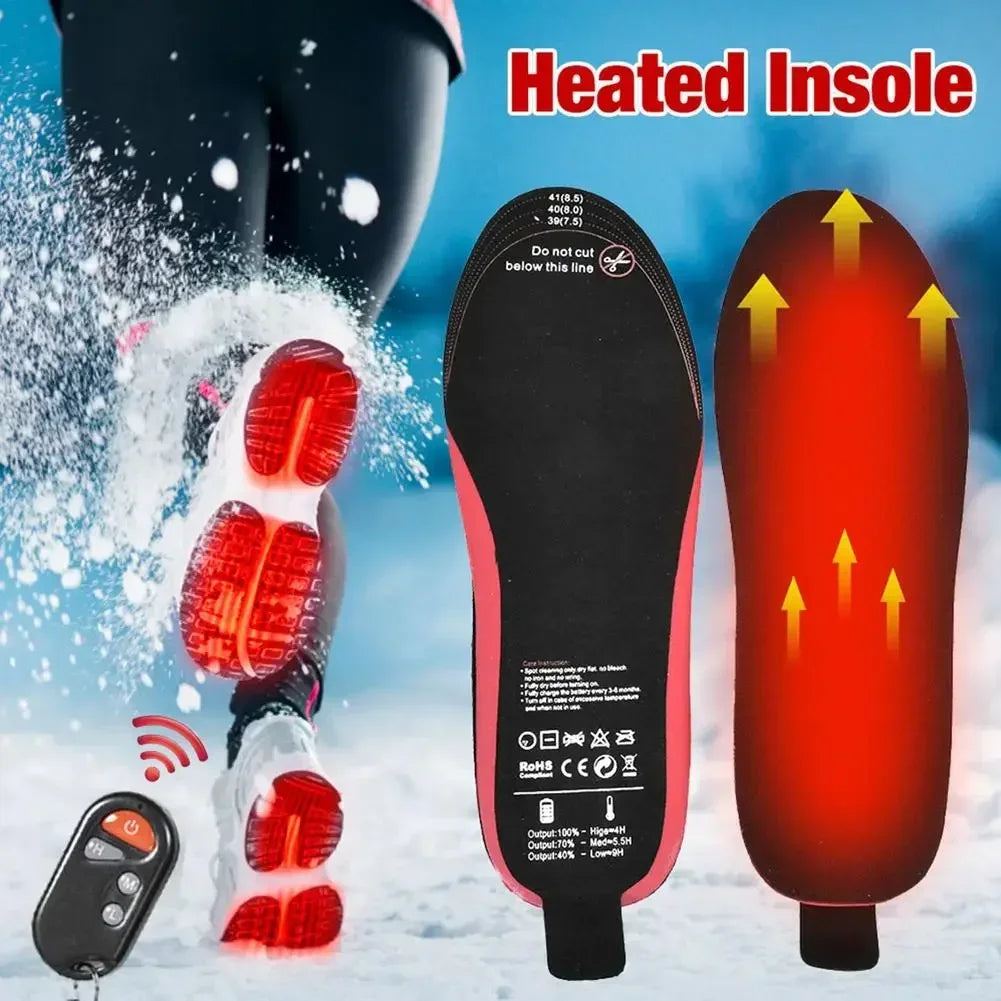 Rechargeable Heated Insoles with Wireless Remote and Three Heat Settings for Outdoor Use