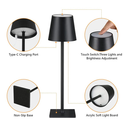 Adjustable LED Desk Lamp with Flexible Neck and Touch Control, 3 Color Temperatures