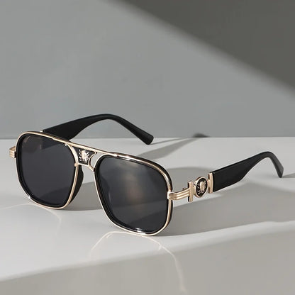 Sculpted Aviator Emblem Sunglasses