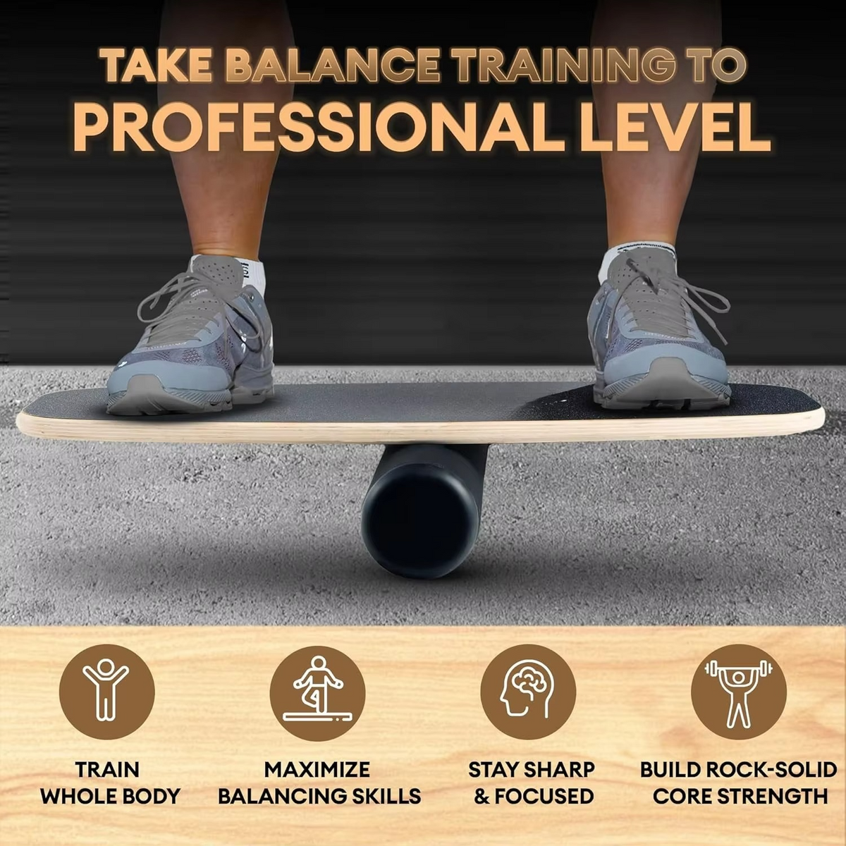 Surf Style Wobble Board Training Set with Roller, Ball, and 9 Adjustable Difficulty Modes