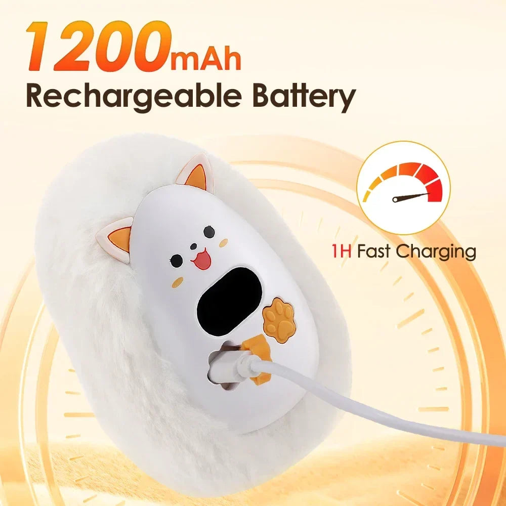 Rechargeable Cat Hand Warmer with Digital Display and 3 Heat Settings