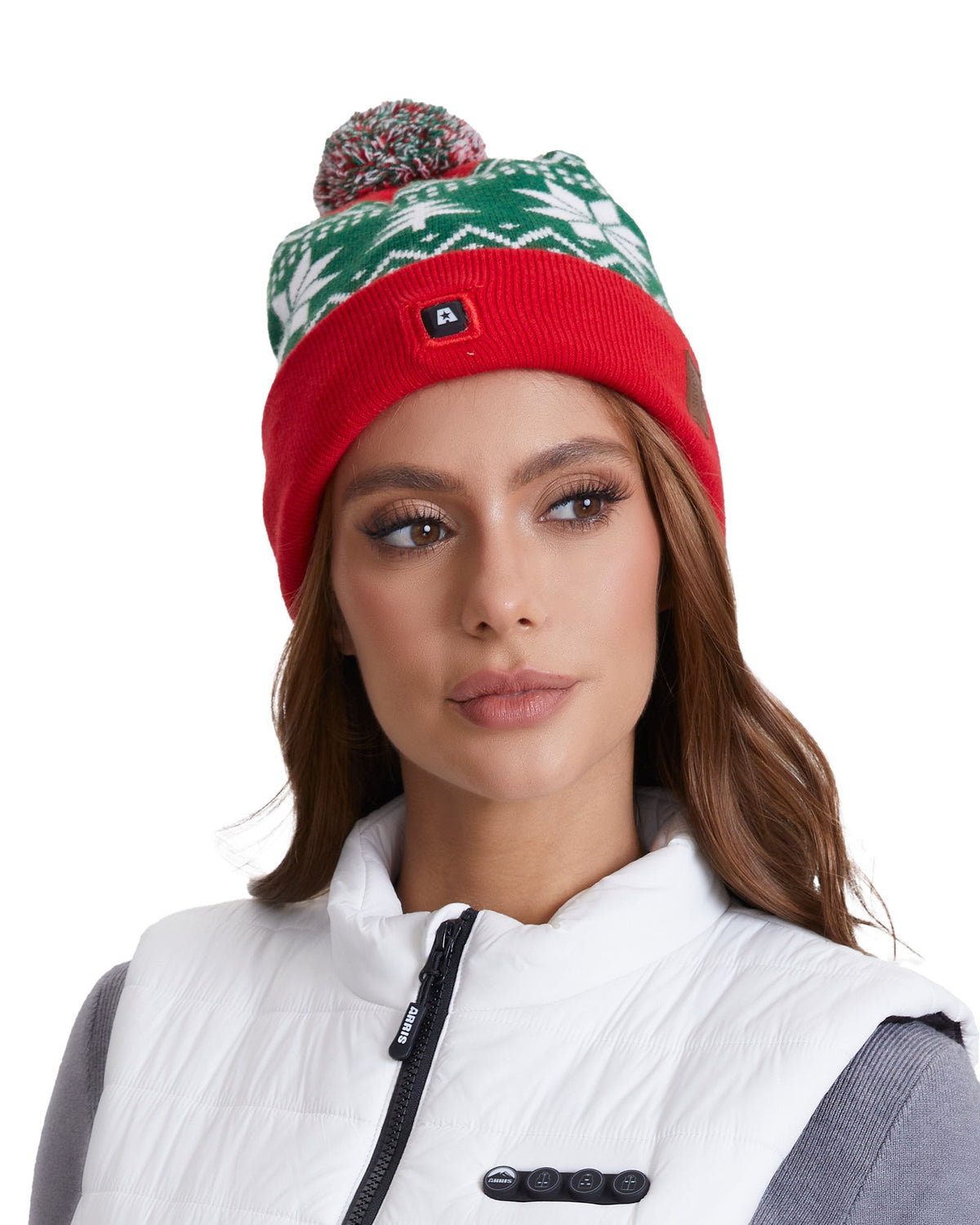 Cordless Heated Winter Knit Hat with Dual Ear Pads and 3 Warmth Settings for Outdoor Wear