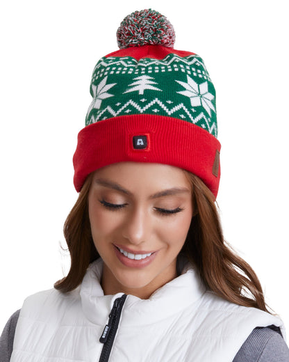 Cordless Heated Winter Knit Hat with Dual Ear Pads and 3 Warmth Settings for Outdoor Wear