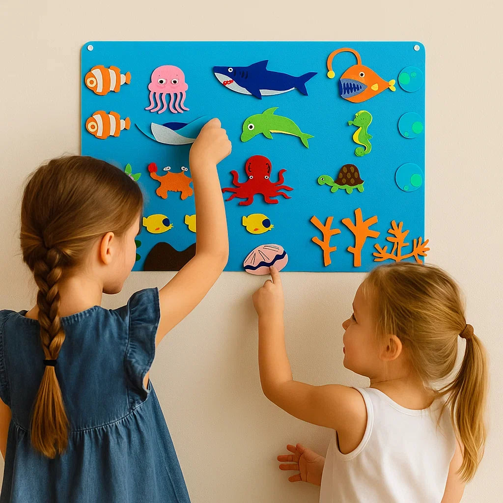Felt Scene Board with Reusable Figures, Zoo, Farm, Galaxy and Underwater Themes