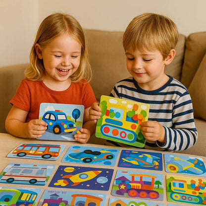 Sticker Placement Activity Set with Animal and Vehicle Picture Boards