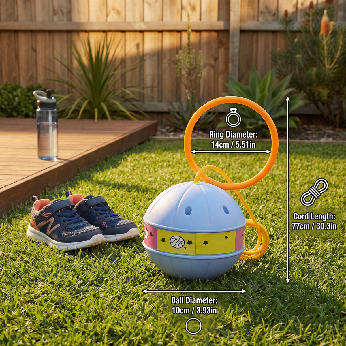LED Ankle Skip Ball with Glowing Lights for Kids Jumping Games in Pink, Blue or Yellow