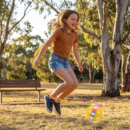 LED Ankle Skip Ball with Glowing Lights for Kids Jumping Games in Pink, Blue or Yellow