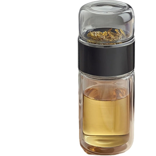 Glass Tea Infuser Bottle with Stainless Steel Mesh Filter and Tilt Brewing Control