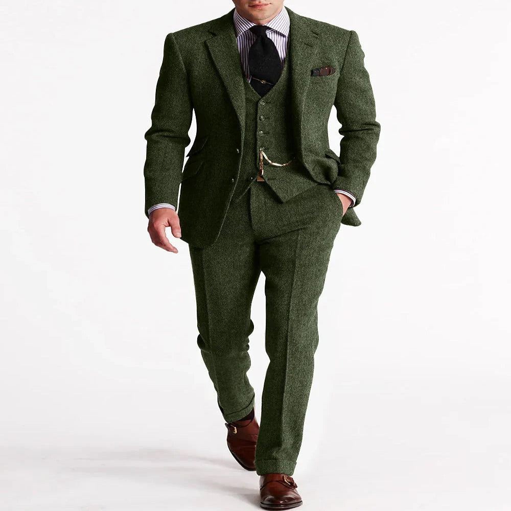 Tweed Tuxedo Jacket with Flat Front Trousers for Formal Events for Men