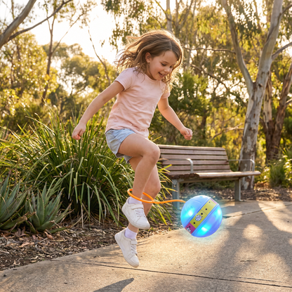 LED Ankle Skip Ball with Glowing Lights for Kids Jumping Games in Pink, Blue or Yellow