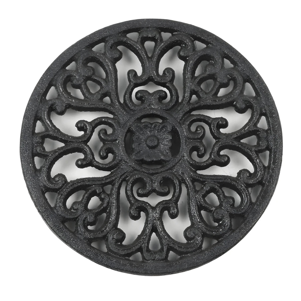 Cast Iron Trivet Round 6.7 Inch with Vintage Pattern
