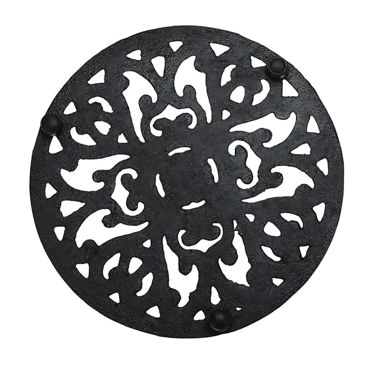 Cast Iron Trivet Round 6.7 Inch with Vintage Pattern