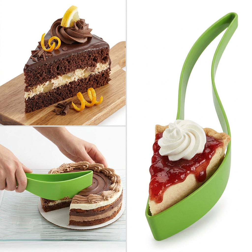 Cake and Pie Slicer with Press and Squeeze Motion, 10 Inch