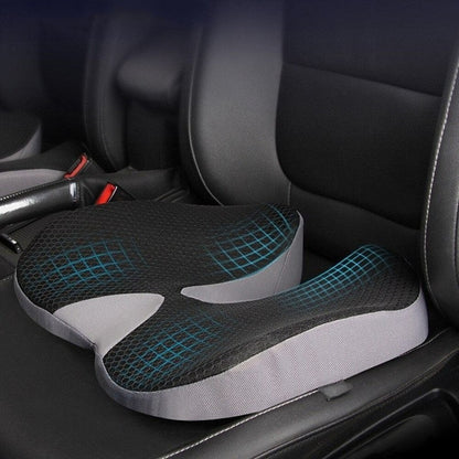 U Shaped Memory Foam Seat Cushion with Non Slip Base and Elastic Strap for Cars Offices and Home Chairs