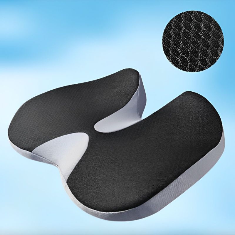 U Shaped Memory Foam Seat Cushion with Non Slip Base and Elastic Strap for Cars Offices and Home Chairs