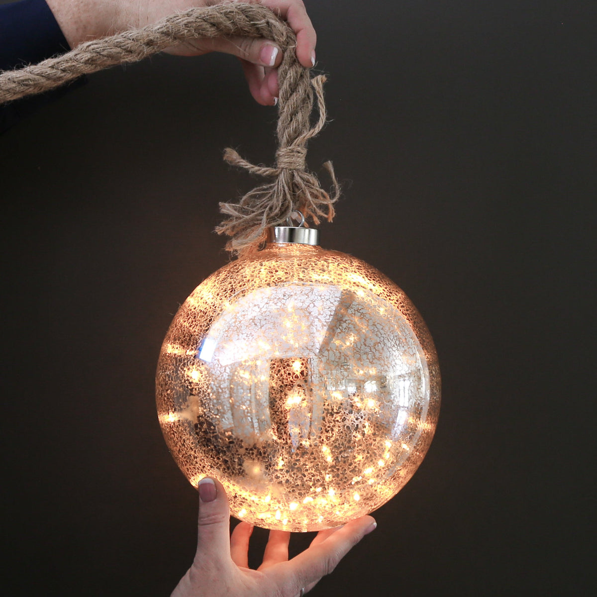 LED Glass Ornament with Warm Glow and Remote Control 7.9 Inch