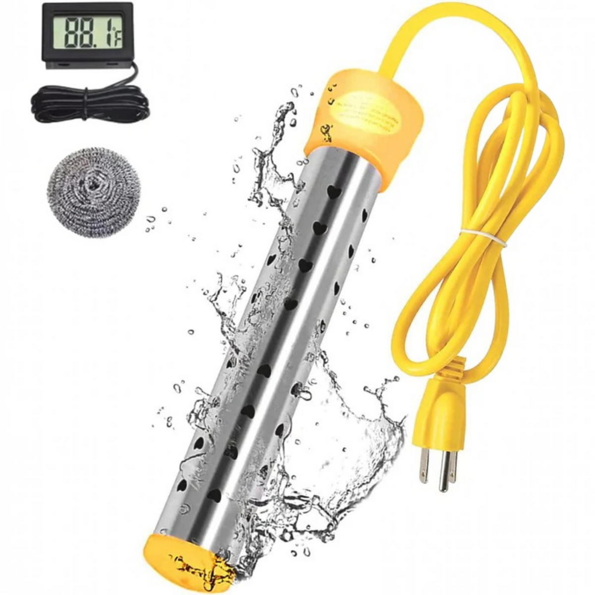 Bucket Water Heater with Stainless Steel Coil and Insulated Handle