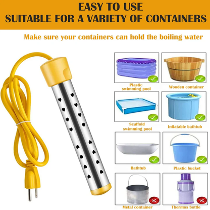 Bucket Water Heater with Stainless Steel Coil and Insulated Handle