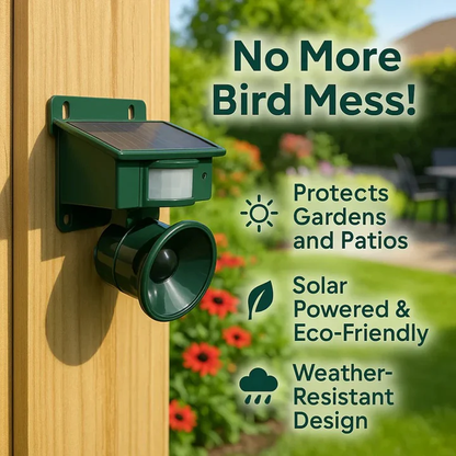 Motion Sensor Bird Deterrent with Adjustable Sound and Sensitivity for Gardens and Patios
