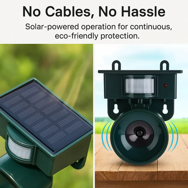 Motion Sensor Bird Deterrent with Adjustable Sound and Sensitivity for Gardens and Patios