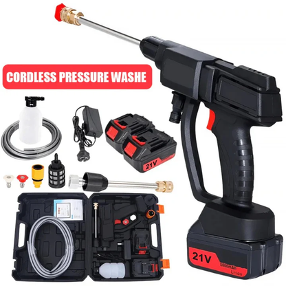 Cordless Pressure Washer Kit with Two Swappable Batteries Charger Spray Nozzles and Water Hose