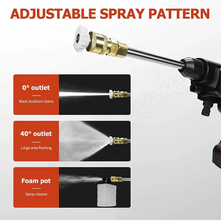 Cordless Pressure Washer Kit with Two Swappable Batteries Charger Spray Nozzles and Water Hose