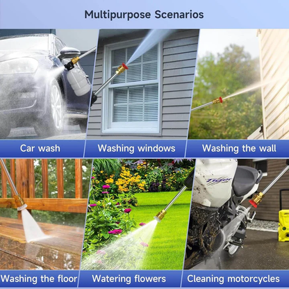 Cordless Pressure Washer Kit with Two Swappable Batteries Charger Spray Nozzles and Water Hose