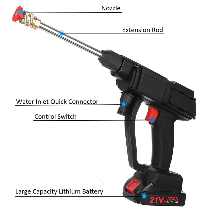 Cordless Pressure Washer Kit with Two Swappable Batteries Charger Spray Nozzles and Water Hose