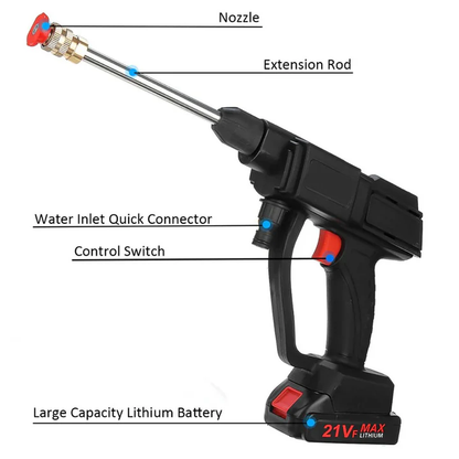 Cordless Pressure Washer Kit with Two Swappable Batteries Charger Spray Nozzles and Water Hose
