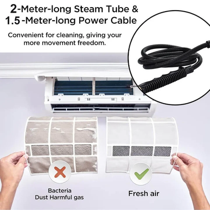 2500W Steam Cleaning Machine with Heat Resistant Gloves and Nozzle Set for Floors Tile and Upholstery