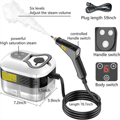 2500W Steam Cleaning Machine with Heat Resistant Gloves and Nozzle Set for Floors Tile and Upholstery