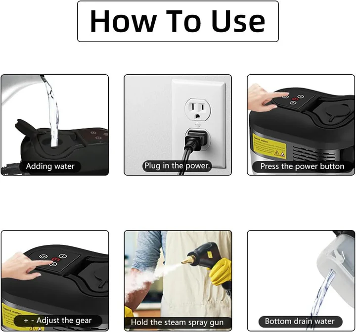 2500W Steam Cleaning Machine with Heat Resistant Gloves and Nozzle Set for Floors Tile and Upholstery