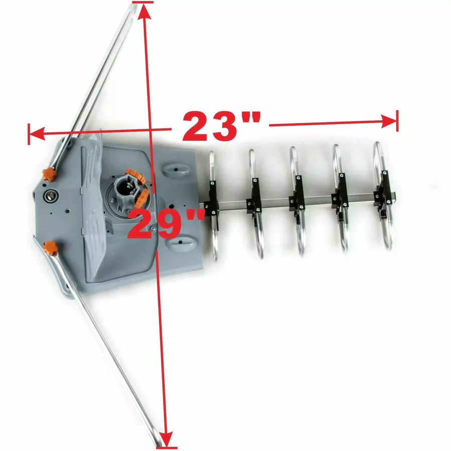 Outdoor Digital TV Antenna with 360 Degree Rotor Motor Wireless Remote and Steel Pole Mount