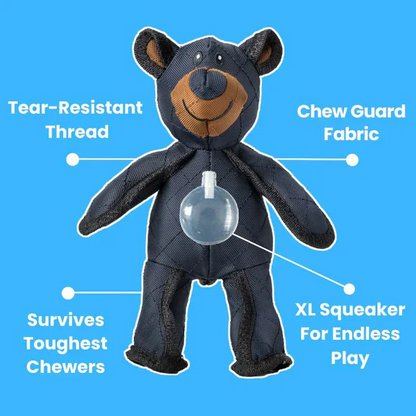 Bear Dog Toy with Squeaker and Reinforced Nylon Rubber, 8x10 Inches