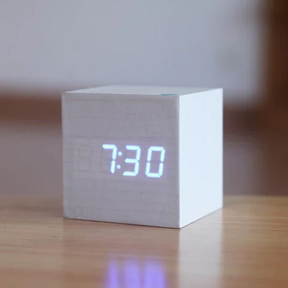 Digital LED Wood Clock with USB and Battery Power, Alarm Function