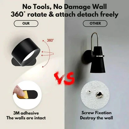 Rechargeable Wall Lamp with 360-Degree Rotation and Three Color Temperatures