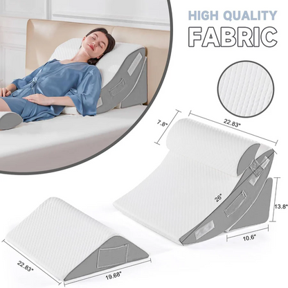 Memory Foam Bed Wedge Set with Adjustable Strips and Washable Cover, 4 Piece